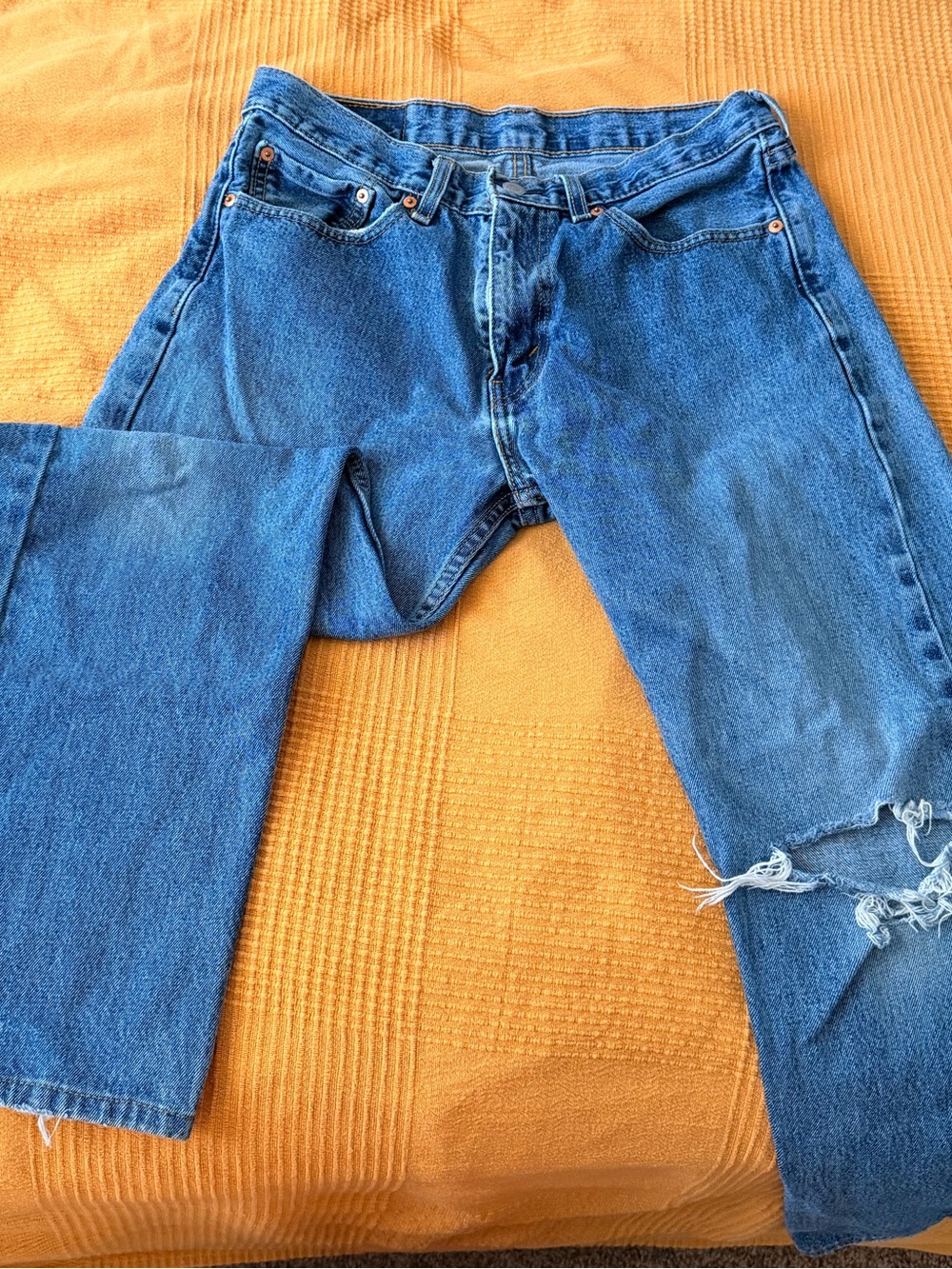 Levi's Blue Women's Straight Leg Jeans with Knee Distress